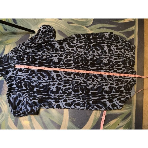 DG2 Diane Gilman 1X Turtleneck Blue Leopard Print Pullover Sweater Dress - Picture 11 of 12